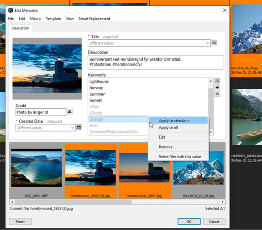 FotoStation Client grid showing new Metadata Editor